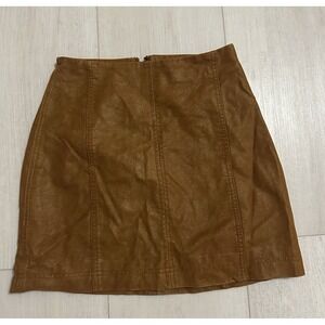 Free People Brown Modern Femme Faux Leather Mini Skirt Size 4
